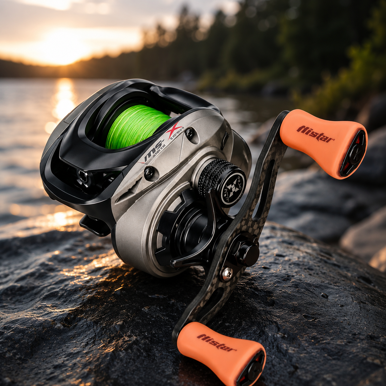 Moulinet Baitcasting MS-X léger – Frein 6 kg, bobine aluminium et double frein magnétique
