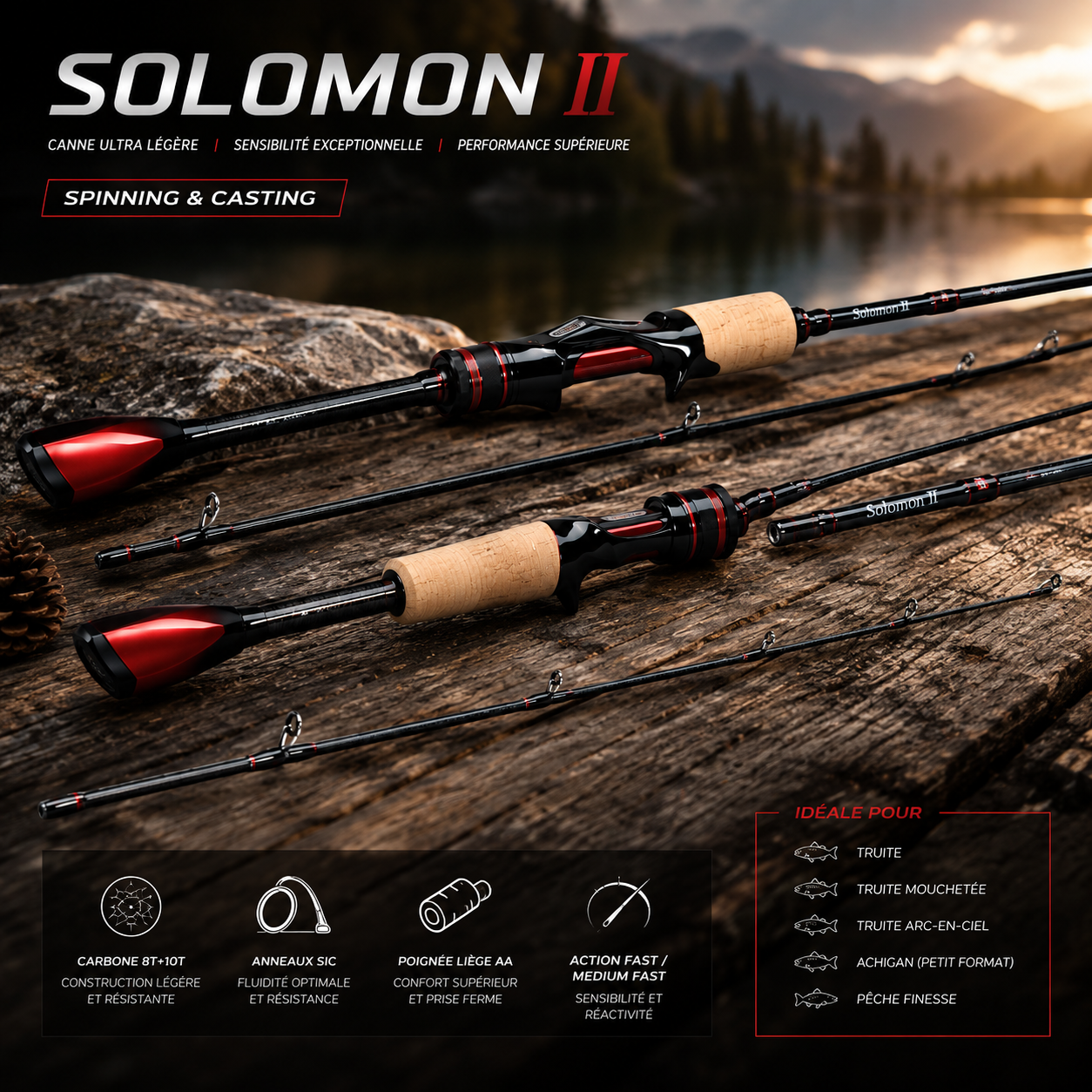 Canne à pêche Solomon II Ultra Légère – Spéciale Truite