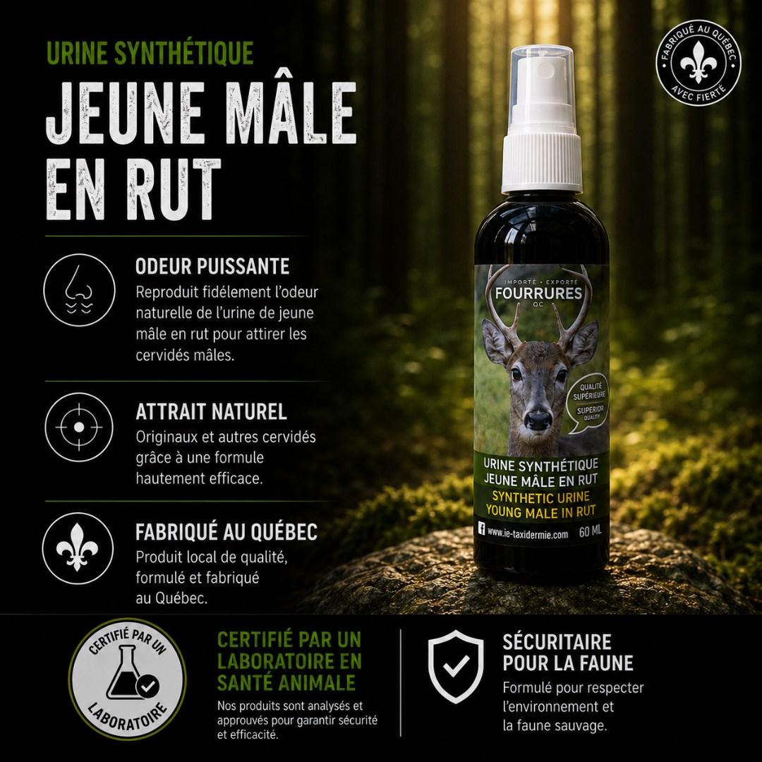 Urine Synth. Jeune Mâle en Rut 60ML - Fourrures QC