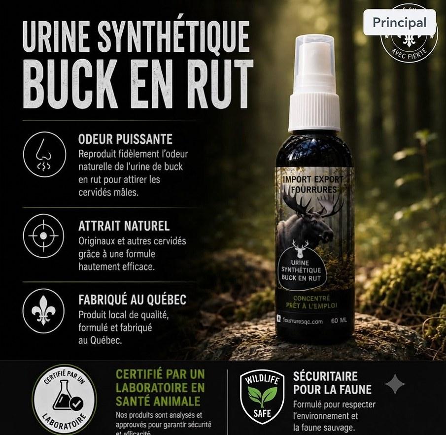 Urine Synth. Buck en Rut 60ML – Orignal / Chevreuil | FABRIQUÉ AU QUÉBEC