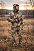 Kit chasse camouflage désert SAJZA - veste puffy + pantalon + gants - automne